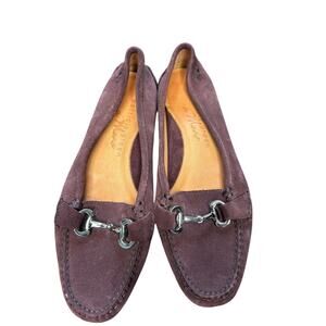Patricia Green A Mano Brown Work Preppy Suede Horsebit‎ Driving Loafers Size 7